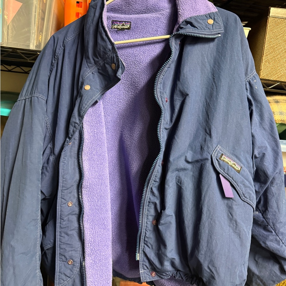 Vintage Women’s Patagonia Navy and Purple Jacket